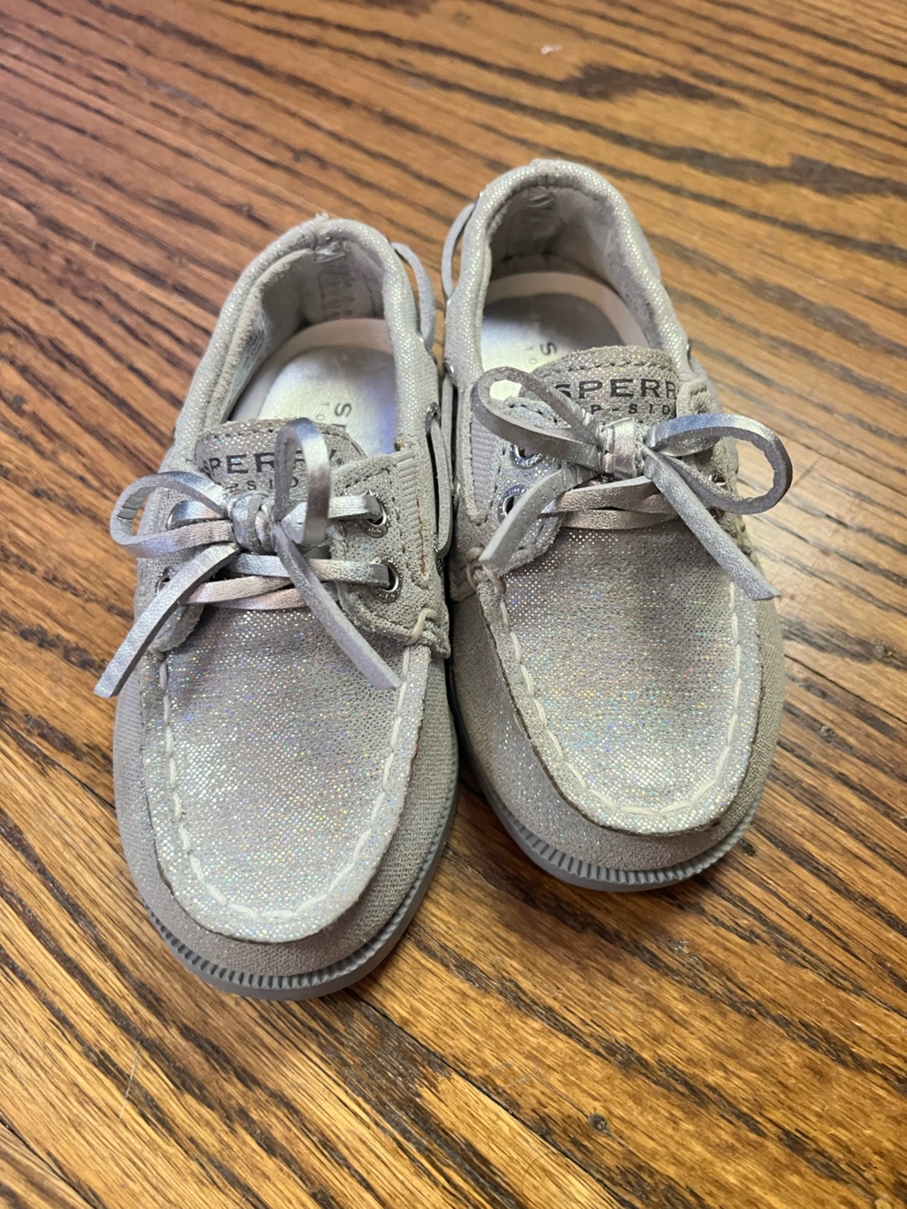 Sperry Kids Glitter Light Gray Boat Shoes